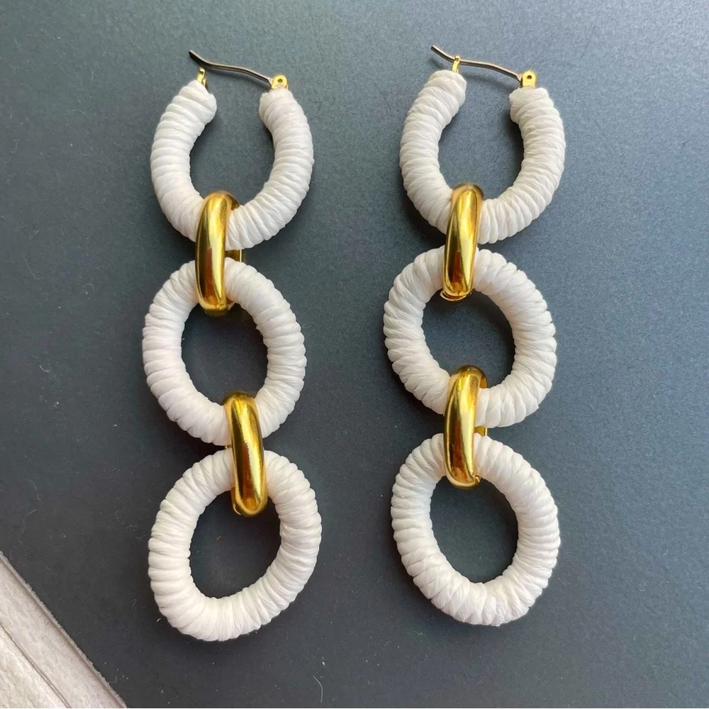 J.Crew Cotton raffia-wrapped chain earrings - Picture 11 of 13